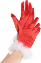 Rode kerstvrouw handschoenen verkleedaccessoires voor dames - Kerst feestartikelen
