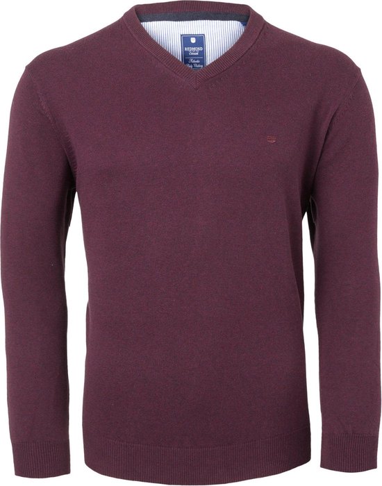 Redmond heren trui katoen V hals bordeaux rood Maat XL bol