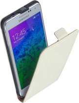 LELYCASE Lederen Samsung Galaxy Alpha SM-G850F Flip Case Cover Cover Wit