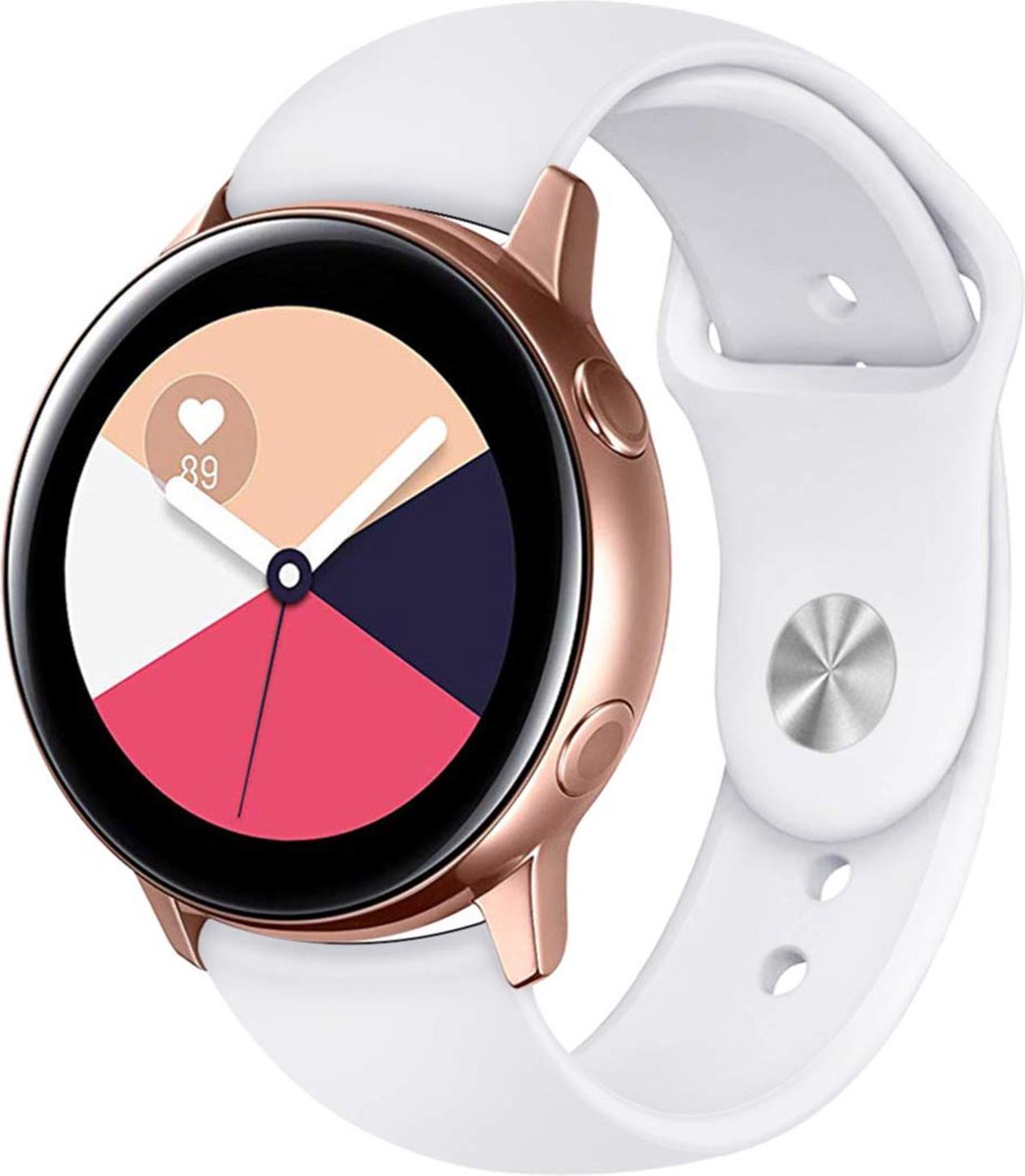 Bandje geschikt voor Samsung Galaxy Watch Active 1 / 2 (40 & 40 mm) - Wit Siliconen Band