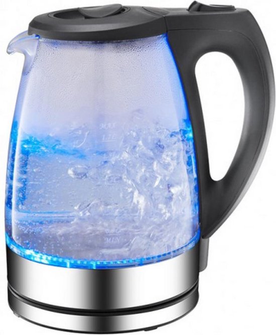 Altijd Normaal gesproken lijst Waterkoker, glazen water koker met blauw LED licht - 1,7 Liter | bol.com