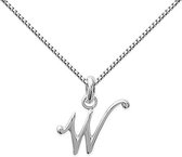 Amanto Ketting Letter W - 925 Zilver - Alfabet - 15x18mm - 50cm