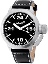 Max Classic 5 MAX497 Horloge - Leren band - Ø 36 mm - Zwart / Zilverkleurig