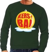 Foute kersttrui kerstbal geel op groene sweater voor heren - kersttruien M (50)