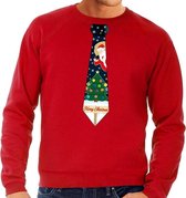 Foute kersttrui / sweater met stropdas van kerst print rood voor heren XL (54)