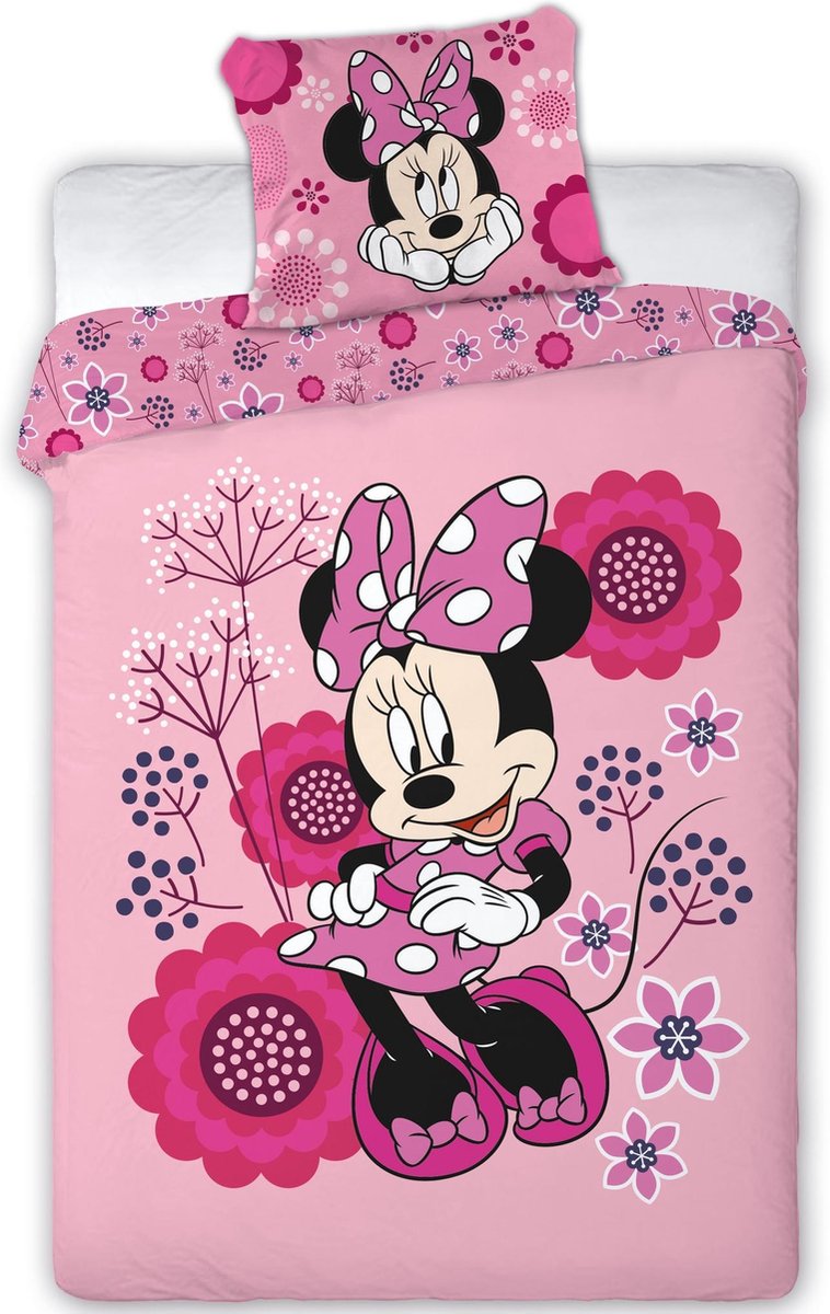 Disney Minnie Mouse Flowers - Dekbedovertrek - Eenpersoons - 140 x 200 cm - Polyester - Disney Minnie Mouse