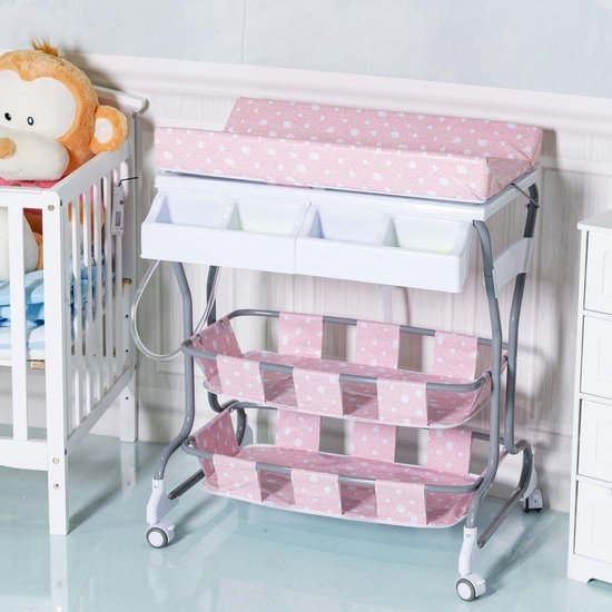 Deens voorkomen vasthouden Babybad en commode in 1 – Mobiele Verzorgingstafel Op Wielen - Baby  Aankleedtafel... | bol.com