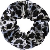 Velvet Scrunchie Leopard Black
