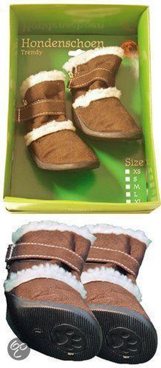 Hondenschoenen Trendy Bruin Met Bont - L