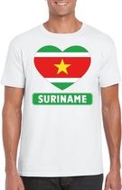 Suriname hart vlag t-shirt wit heren XL