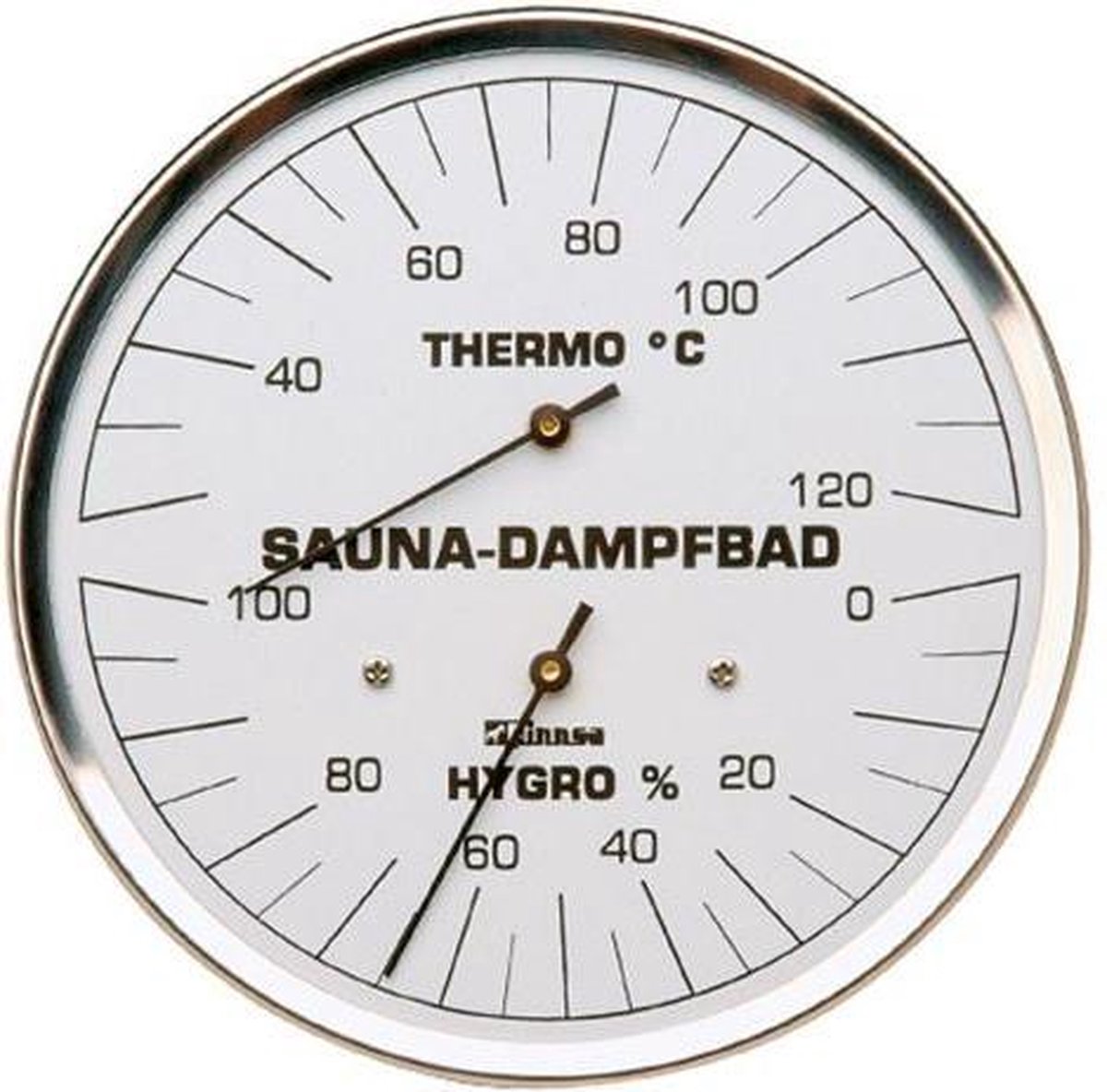 Finnsa Stoombad Sauna Thermometer Hygrometer RVS (Ø13cm) - Finnsa