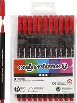 Colortime Fineliner lijndikte: 0 6-0 7 mm rood 12stuks