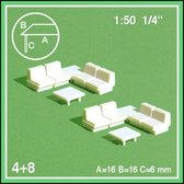 Schulcz Maquettebouw 8xbank+4xsalontafel 1:50 wit