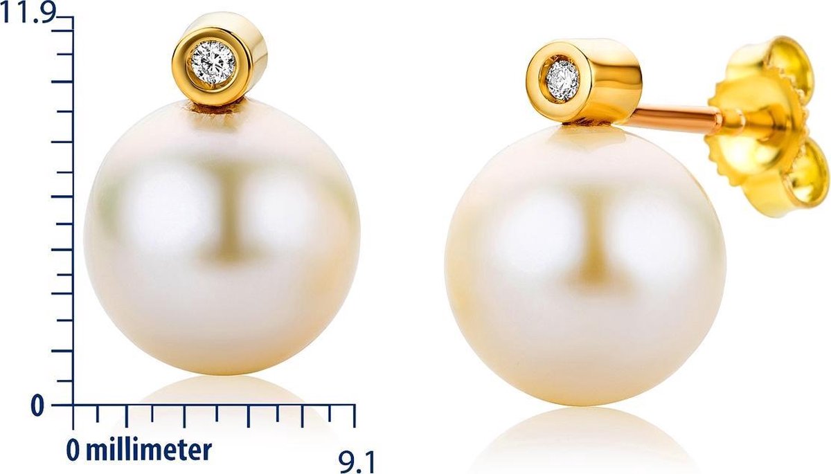 Majestine oorbellen goud met parel- 18 karaat (750) geelgoud -  zoetwaterparel en... | bol.com