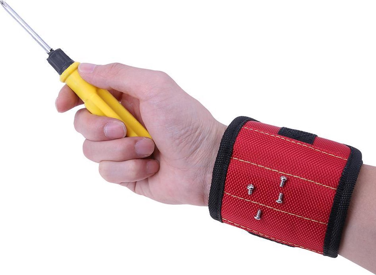 Magnetische klus armband - polsband met klittenband - Houdt schroeven, spijkers etc bij de hand