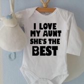 Baby Rompertje met tekst I love my aunt she is the best | Lange mouw | wit | maat  74/80