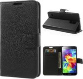 Shop4 - Samsung Galaxy S5 - Litchi Wallet Case Hoesje Zwart