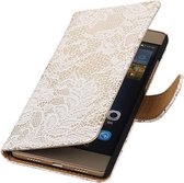 Huawei P8 Lite Lace/Kant Booktype Wallet Hoesje Wit