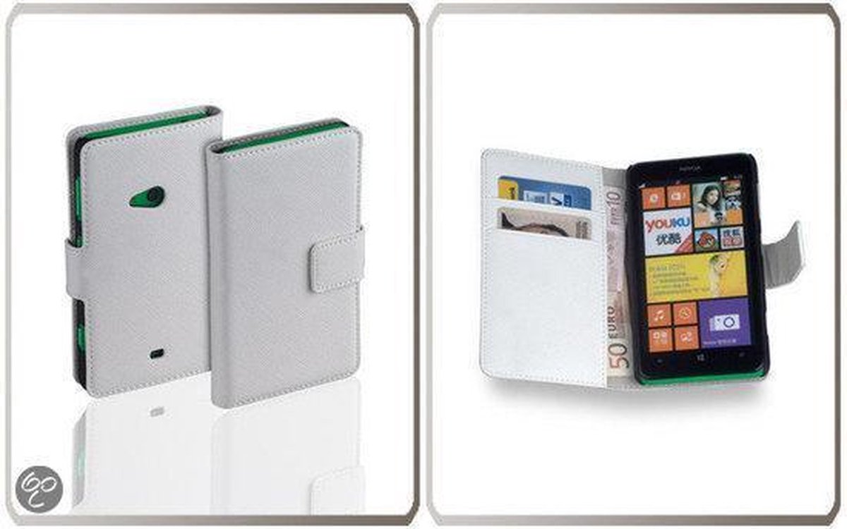 LELYCASE Book Case Flip Cover Wallet Hoesje Nokia Lumia 625 Wit