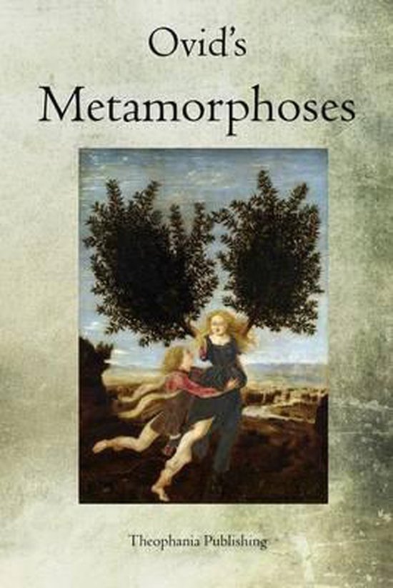 Couverture du livre 'Ovid's Metamorphoses' avec une peinture de deux nymphes sous des arbres.