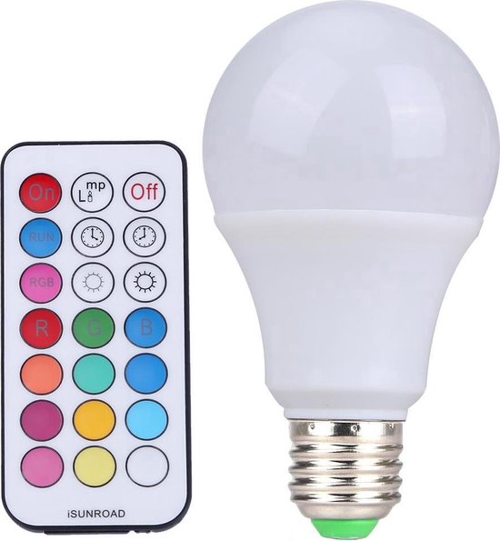 RGB LED Kleur Lamp Met Afstandsbediening, Timer & Dimmer - Gloeilamp  Dimbaar 16... | bol.com