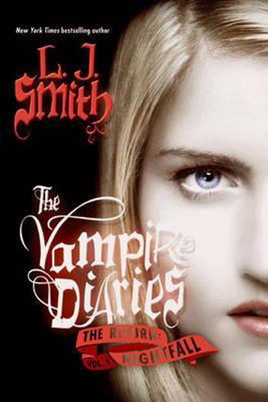 Boek 'The Vampire Diaries, The Return: Nightfall' met gezicht van blonde vrouw