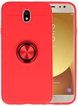 Softcase voor Galaxy J7 2017 Hoesje met Ring Houder Rood