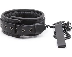 Banoch - halsband van pu leer gevoerd - zwarte collar bdsm