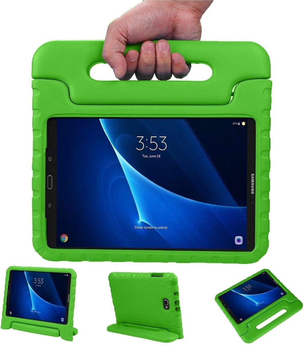 Hoes Geschikt voor Samsung Galaxy Tab A 10.5 2018 Hoes Kinder Hoesje Kids Case Cover Kidsproof - Hoesje Geschikt voor Samsung Tab A 10.5 2018 Hoesje Kinder Hoesje - Groen - BTH
