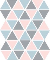 Driehoek muurstickers blauw/grijs/roze - 45 stuks - 4,5x4,5cm