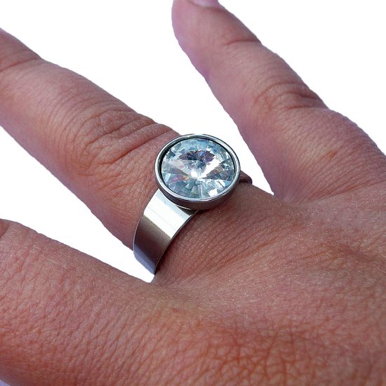 natuurlijk Mantel onaangenaam Edelstaal ring van topkwaliteit - maat 17 mm - grote zuivere zirkonia steen  - Tesoro... | bol.com