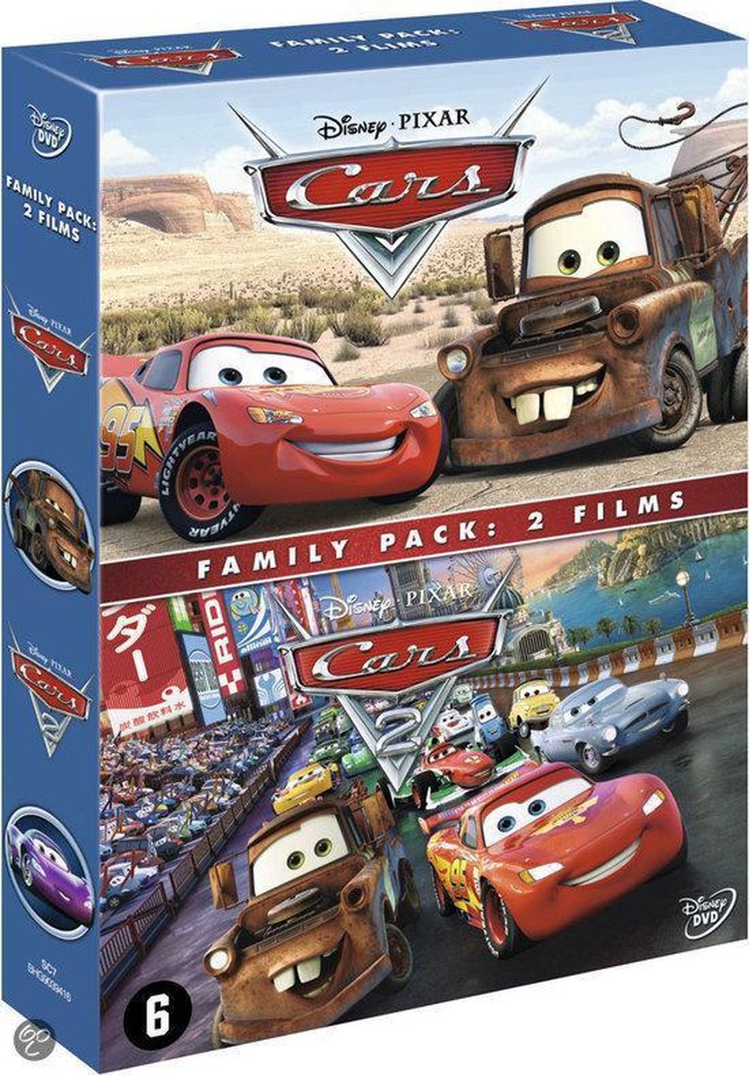 Disney's CARS [DVD 2006 w/case & guide] & CARS 2 [DVD 2011 no case] EUC