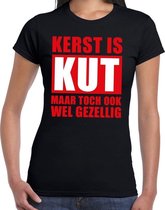 Foute Kerst t-shirt Kerst is kut maar toch ook wel gezellig zwart voor dames XL