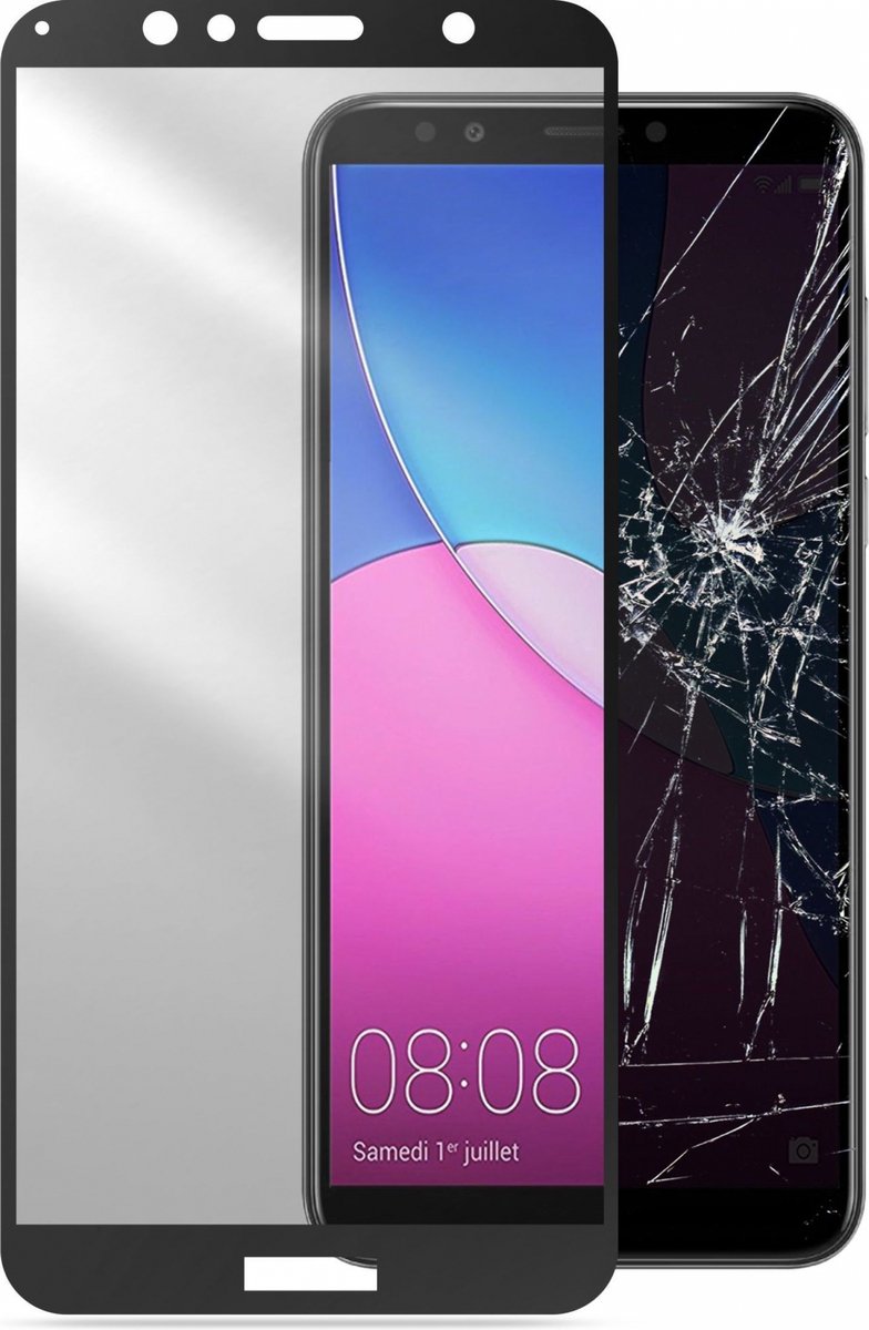 Cellularline - Huawei Y6 (2018), SP tempered glass capsule, zwart
