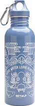 Retulp | Dutchie | Blauw | Love water leave plastic | 750ML | Waterfles | Enkelwandig | RVS | 0,75L | BPA-vrij | Staal