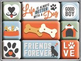 Life is Always Better With a Dog - Magneet Set van 9 Hond Gerelateerde Magneten