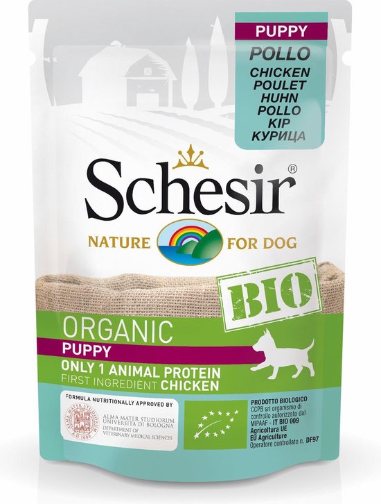 Schesir Puppy Bio Pouch Paté - Hondenvoer - Kip 85 g