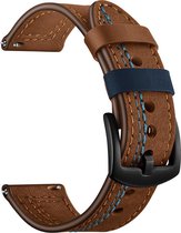 Bracelet cuir marron avec surpiqûres bleues adapté à la montre Galaxy de Samsung 46mm
