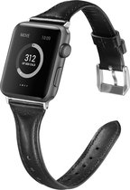 SmartphoneClip® Leer zwart Bandje geschikt voor Apple Watch 38mm, 40mm en 41mm (alle generaties)