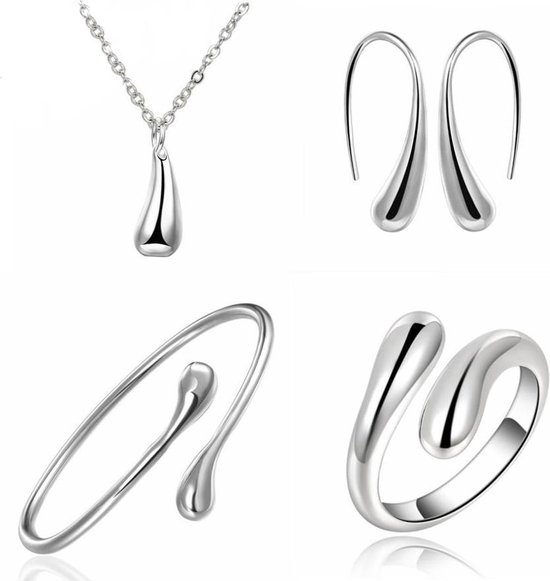 Jewelry Silver Waterdrop/Druppel Set 4-delig | 925 Zilver | Fashion Favorite
