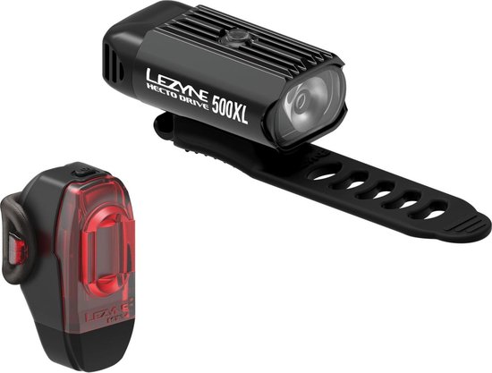 Lezyne Hecto Drive 500XL / KTV Drive Pair - Oplaadbare LED fietslampen - 8 standen - tot 500 Lumen - Accu tot 20 uur - Waterdicht - Zwart - Lezyne
