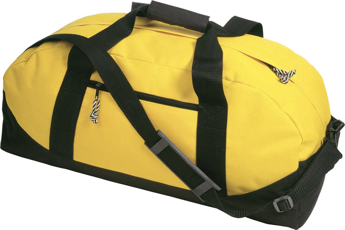 Sporttas reistas , met 2 ritsvakken en verstelbare draagband in de kleur geel
