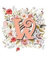 W Monogram Letter Floral Wreath Notebook