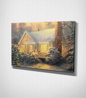 House In The Woods – Painting Canvas - 120 x 80 cm - Schilderij - Canvas - Slaapkamer - Wanddecoratie  - Slaapkamer - Foto op canvas