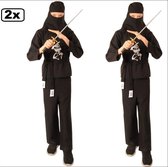 2x Ninja YUTAKA kids mt.128 - carnaval kostuum verkleed kleding ninja thema feest zwart