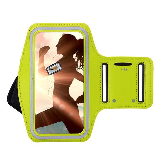 Geschikt voor iPhone X Hoesje - Sportband Hoesje - Sport Armband Case Hardloopband Geel