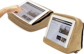 Bosign Tablet Kussen, iPad kussen, tablet standaard Cotton Khaki max 10" - met opbergvak