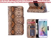 Xssive Hoesje voor Samsung Galaxy S6 Edge G925 - Book Case Slangen Print Licht Bruin