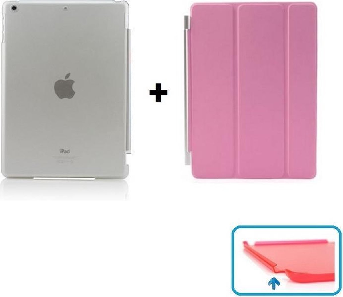 Apple iPad Air 1 Smart Cover Hoes - inclusief Transparante achterkant - Roze