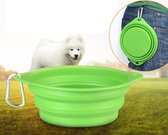 Opvouwbare groene drinkbak/voerbak voor middel grote honden - 17.5 cm x 6.5 cm - Siliconen inklapbare voederbak hond